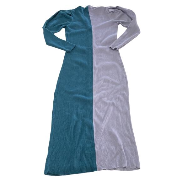 Busayo Dress Women Medium Purple Blue Ribbed‎ Sweater Knit Midi Button Wool - Picture 4 of 11